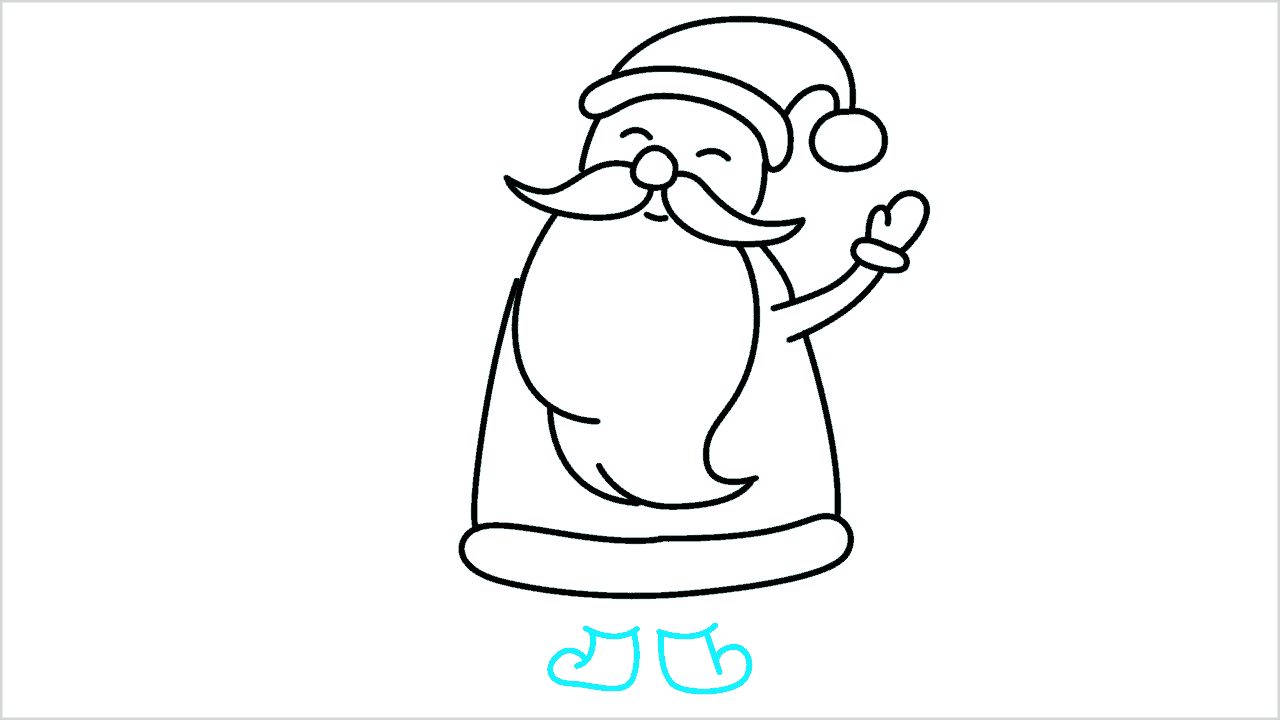 Cómo dibujar a Papá Noel sosteniendo regalos paso a paso (12)