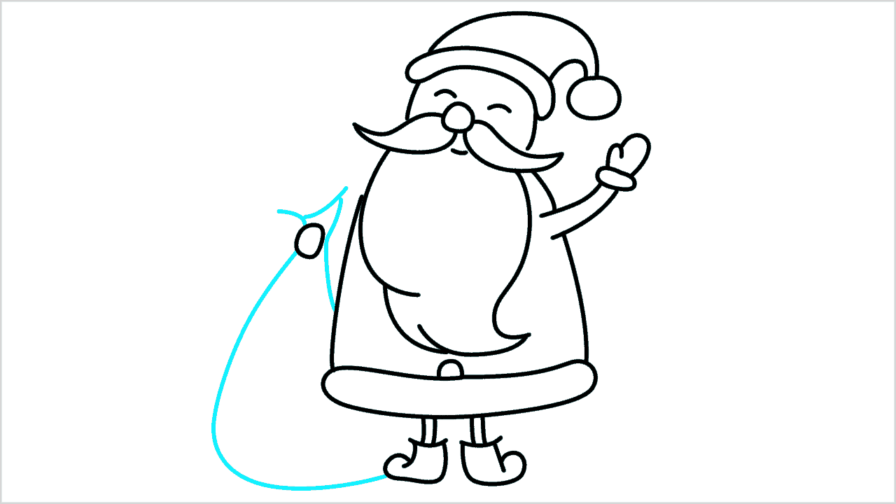 Cómo dibujar a Papá Noel sosteniendo regalos paso a paso (14)