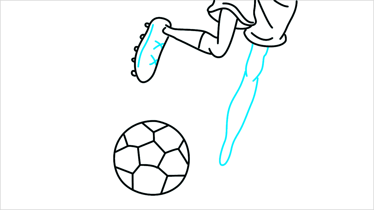 Cómo dibujar a un jugador de fútbol dando una patada a una pelota paso a paso (10)