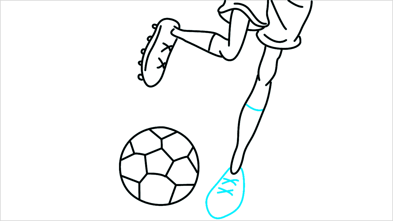 Cómo dibujar a un jugador de fútbol dando una patada a una pelota paso a paso (11)