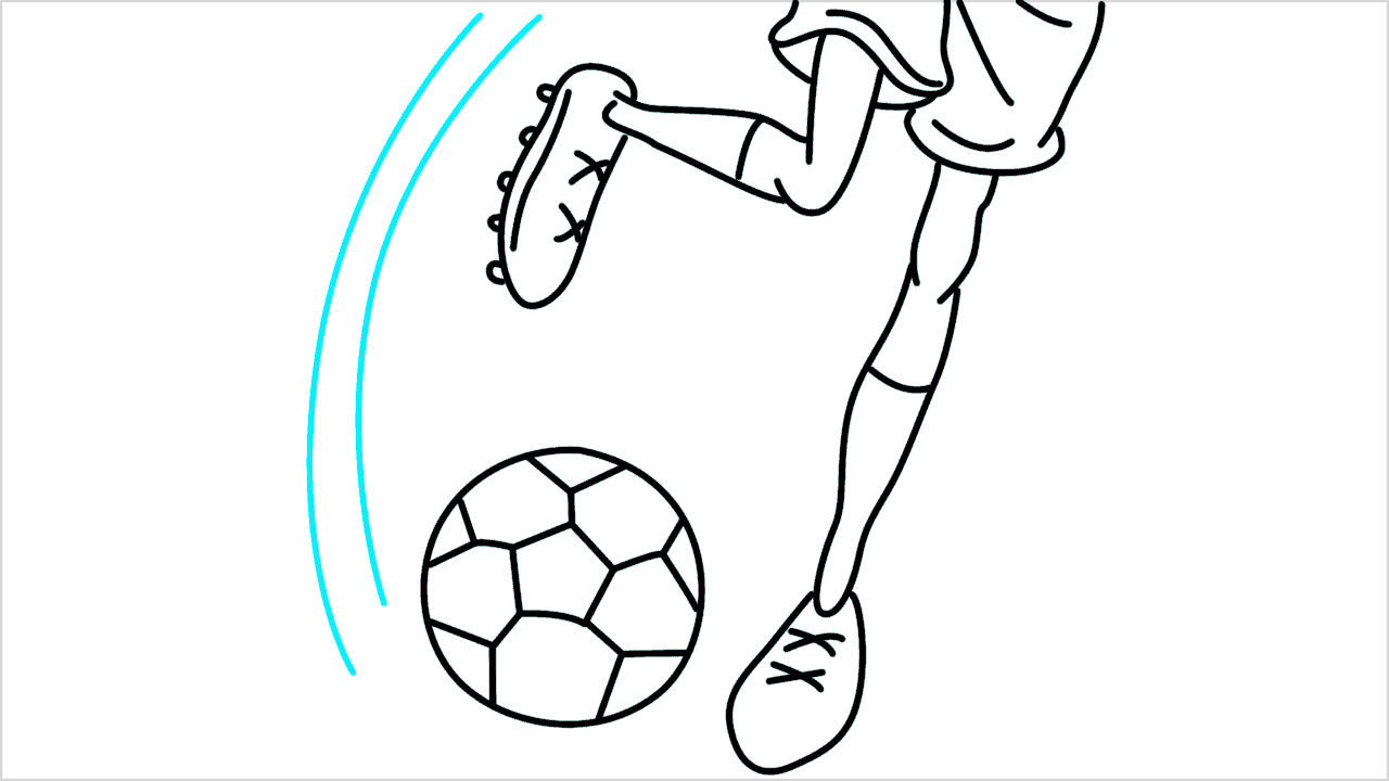 Cómo dibujar a un jugador de fútbol dando una patada a una pelota paso a paso (12)