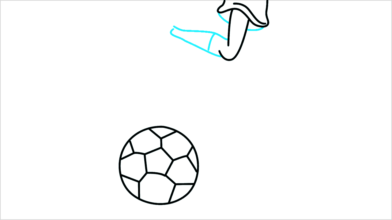 Cómo dibujar a un jugador de fútbol dando una patada a una pelota paso a paso (7)