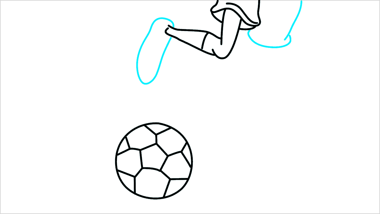 Cómo dibujar a un jugador de fútbol dando una patada a una pelota paso a paso (8)