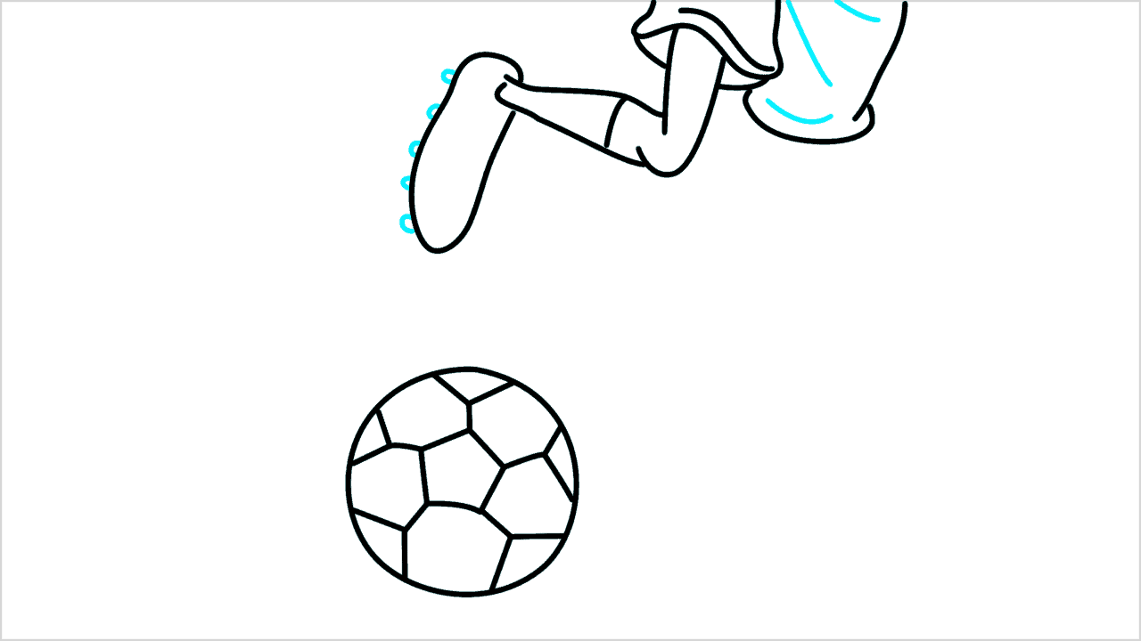 Cómo dibujar a un jugador de fútbol dando una patada a una pelota paso a paso (9)