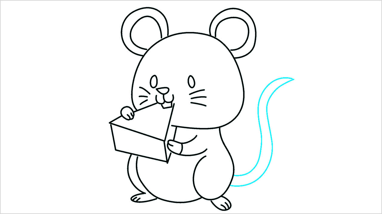 Como dibujar a un ratoncito y un pedacito de queso paso a paso (11)