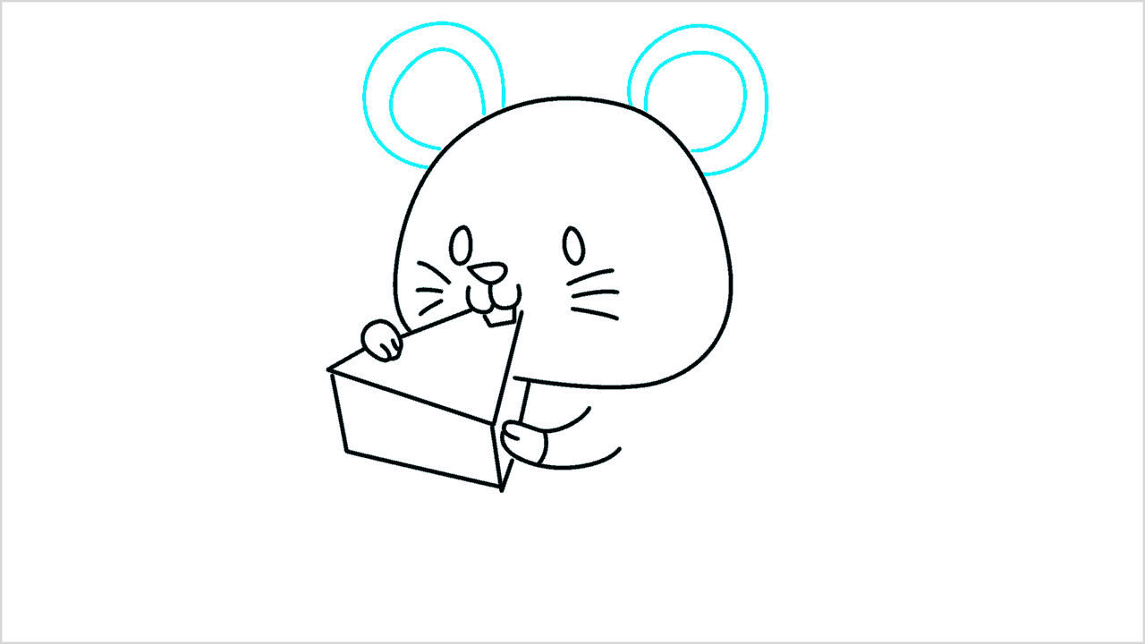 Como dibujar a un ratoncito y un pedacito de queso paso a paso (8)