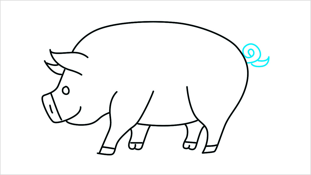 Cómo dibujar un cerdo de lado paso a paso (8)