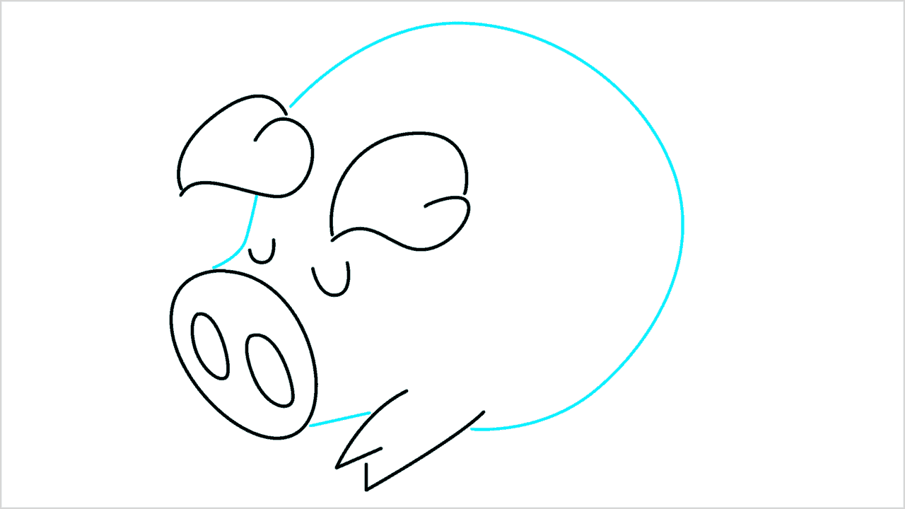 Cómo dibujar un cerdo durmiendo paso a paso (6)