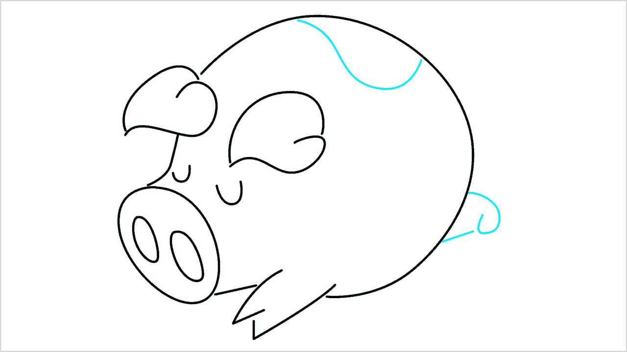 Cómo dibujar un cerdo durmiendo paso a paso (7)