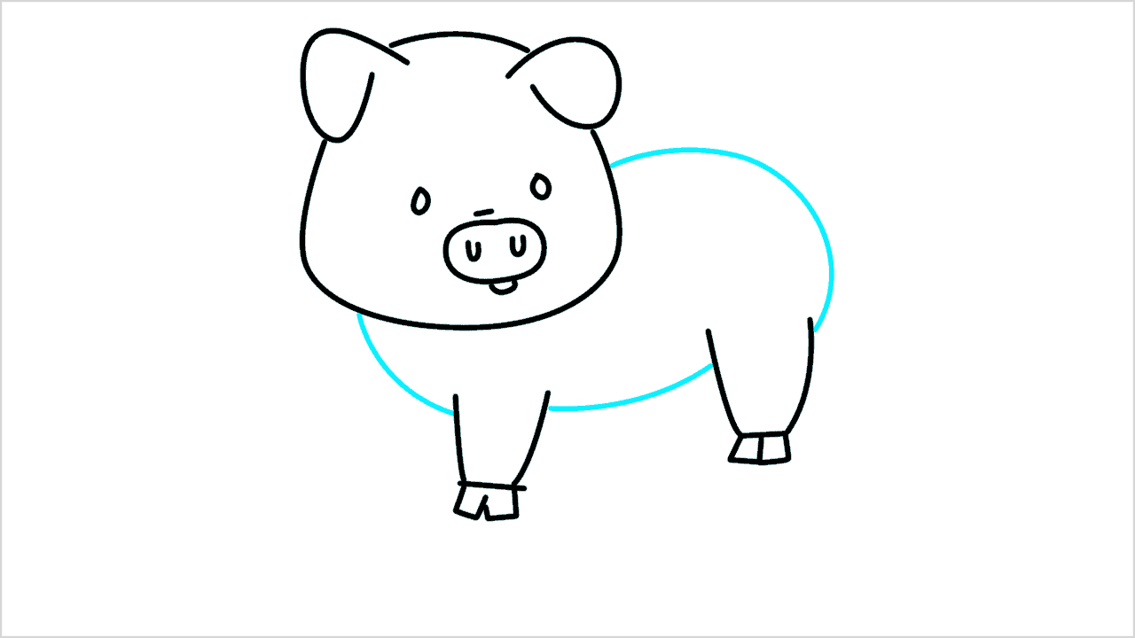 Cómo dibujar un cerdo jugando en el barro paso a paso (7)