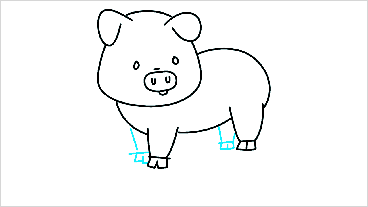 Cómo dibujar un cerdo jugando en el barro paso a paso (8)