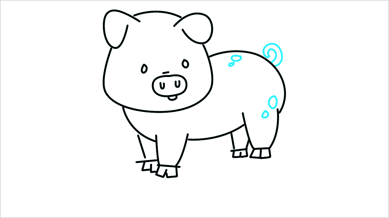 Cómo dibujar un cerdo jugando en el barro paso a paso (9)