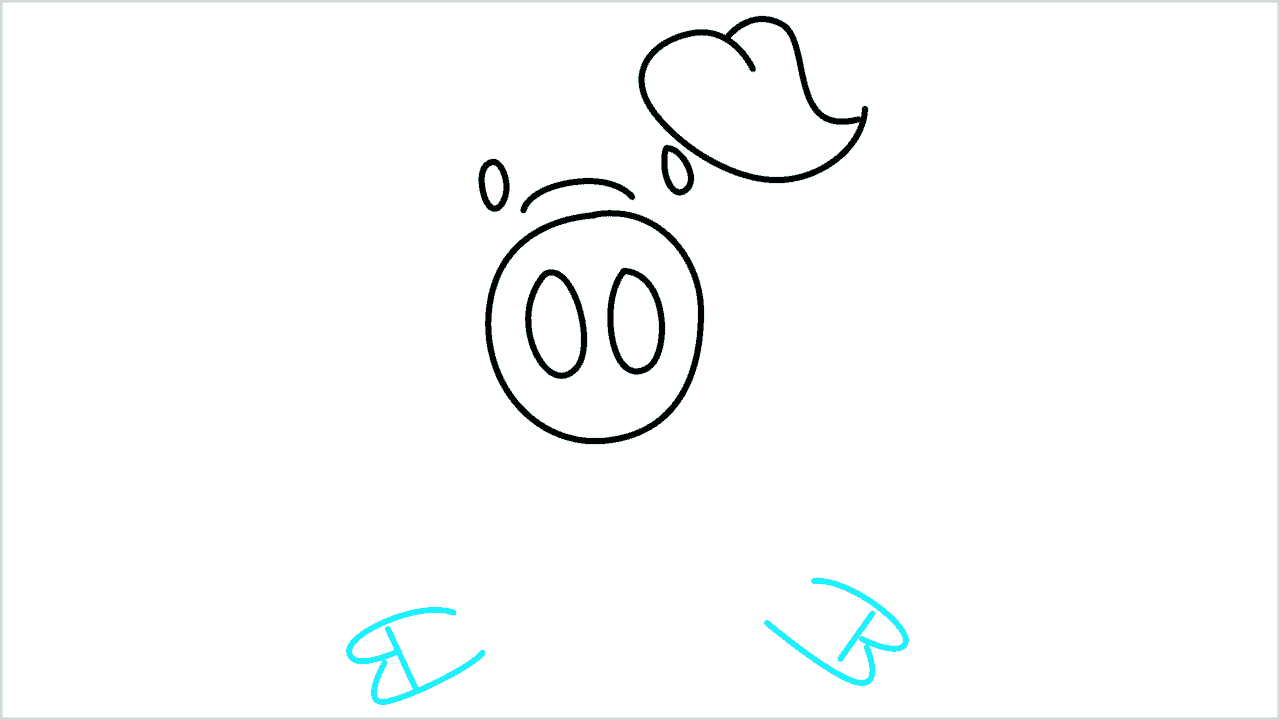 Cómo dibujar un cerdo sentado paso a paso (4)