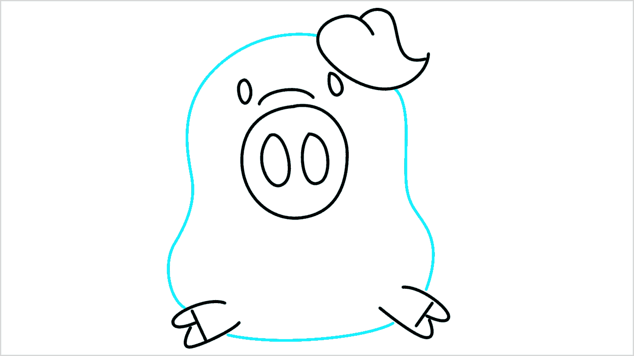 Cómo dibujar un cerdo sentado paso a paso (5)