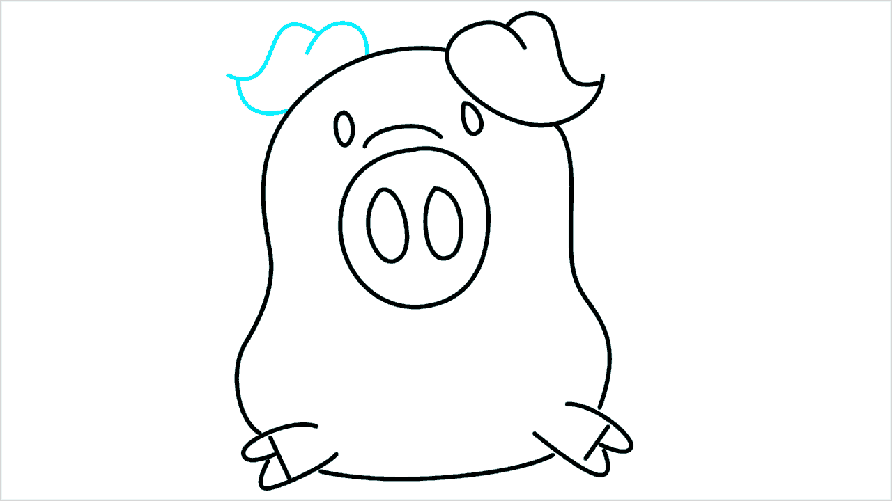 Cómo dibujar un cerdo sentado paso a paso (6)