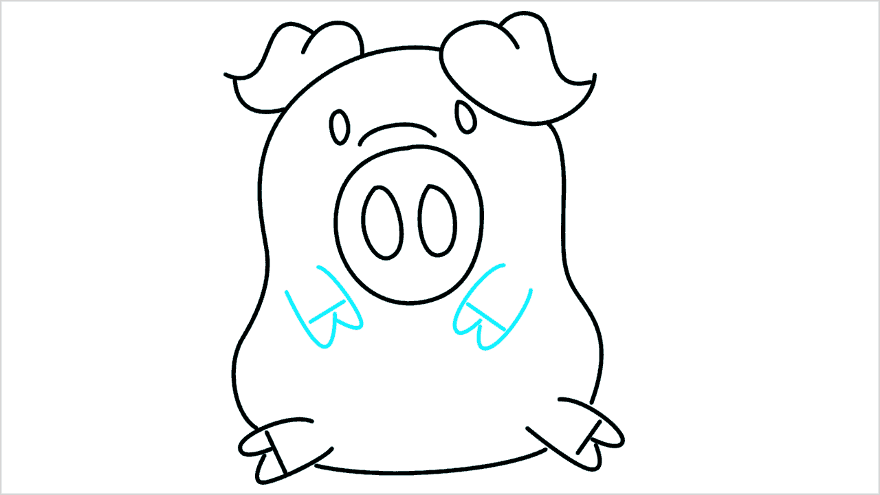 Cómo dibujar un cerdo sentado paso a paso (7)