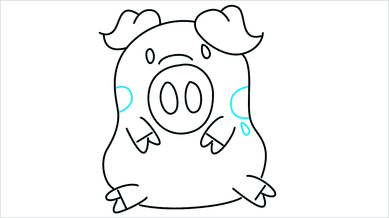 Cómo dibujar un cerdo sentado paso a paso (8)
