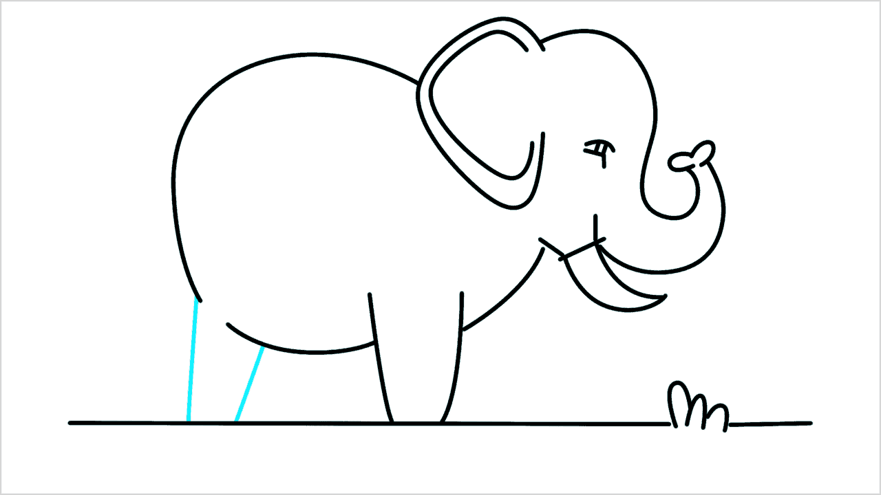 Cómo dibujar un elefante caminando paso a paso (10)