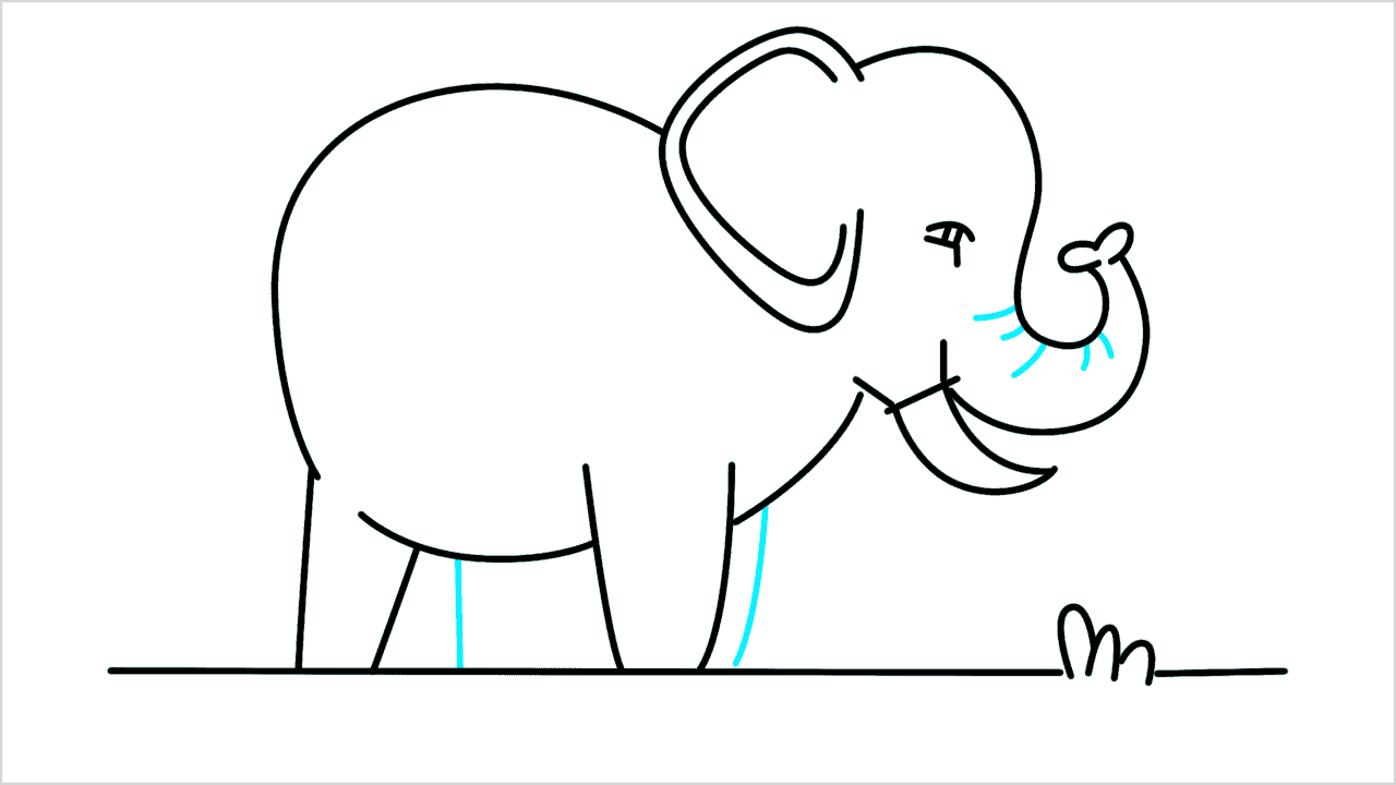 Cómo dibujar un elefante caminando paso a paso (11)