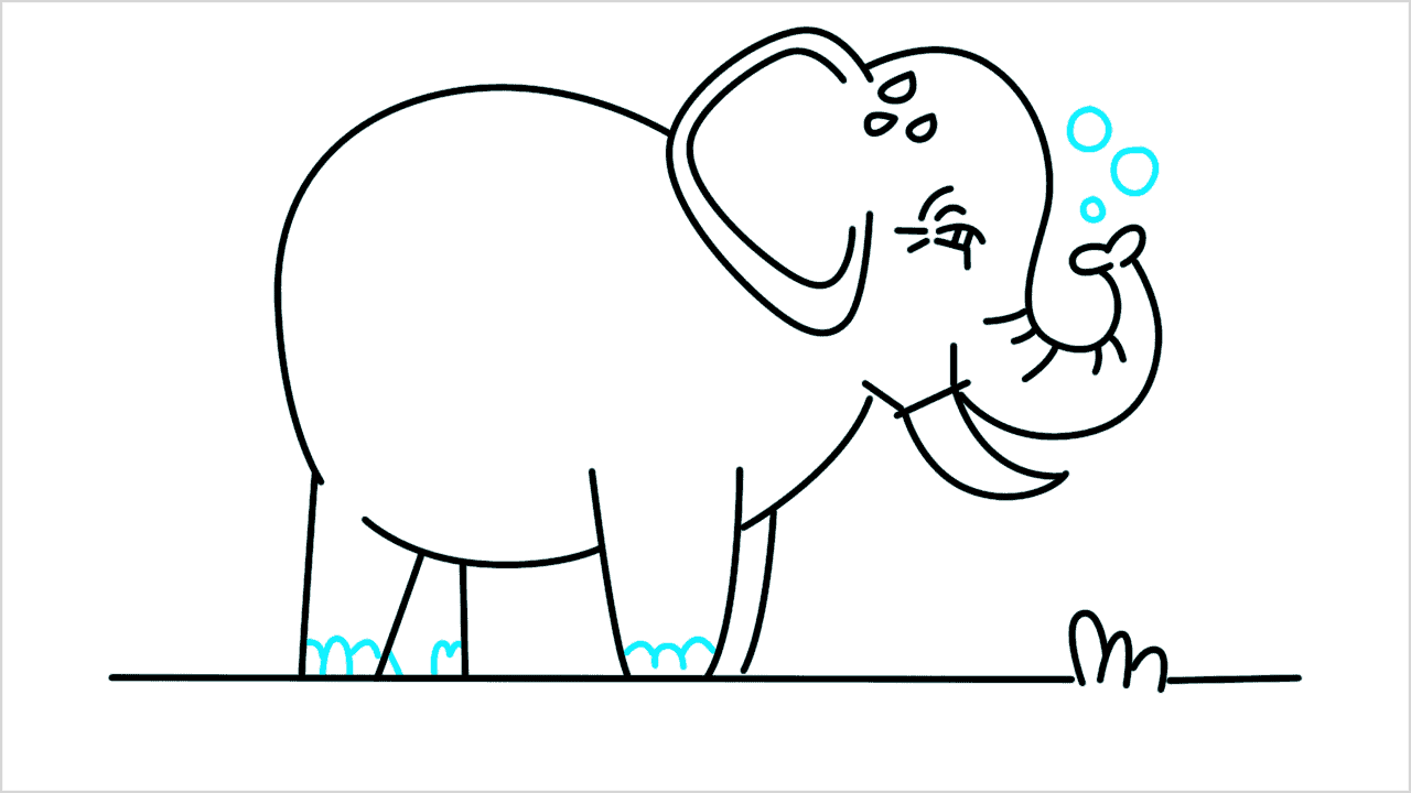 Cómo dibujar un elefante caminando paso a paso (13)