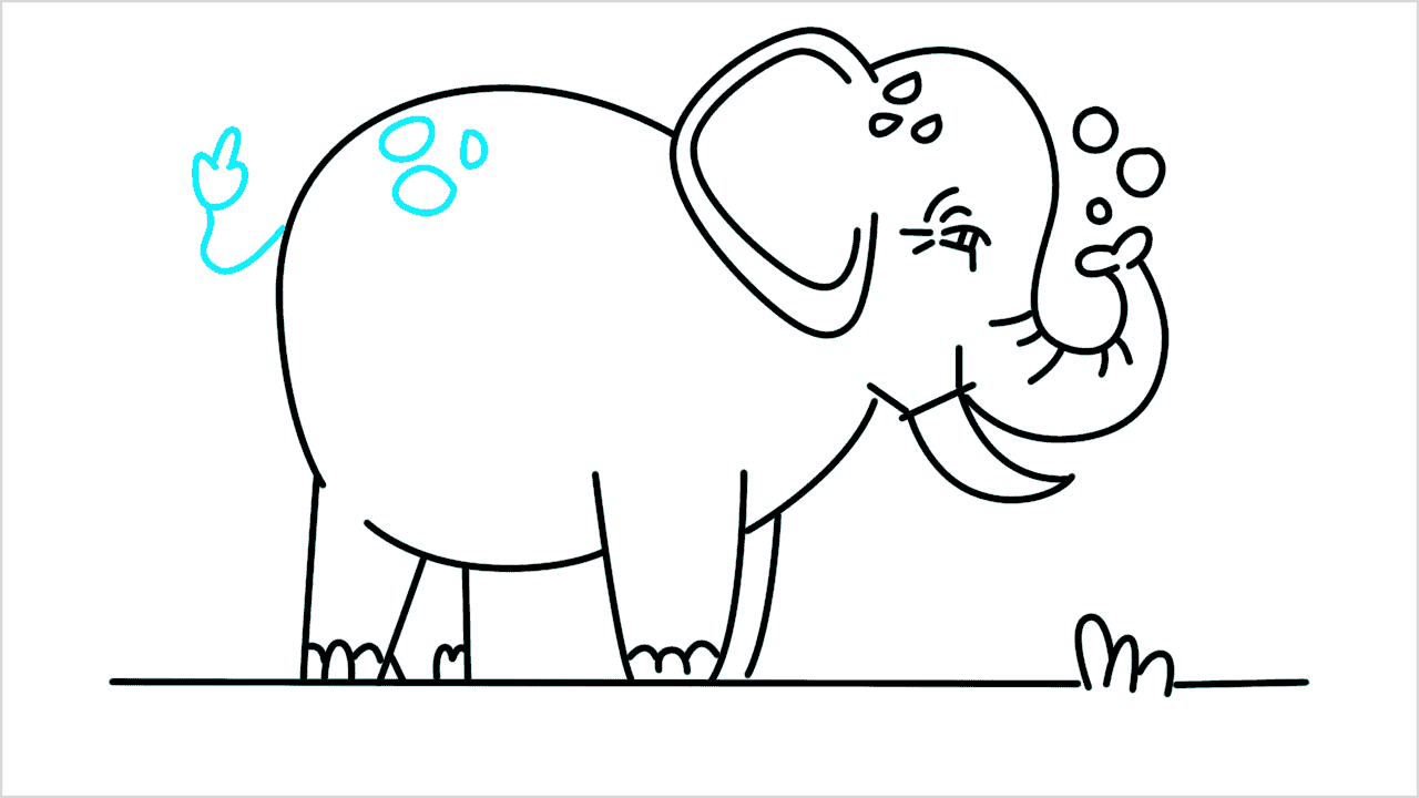 Cómo dibujar un elefante caminando paso a paso (14)