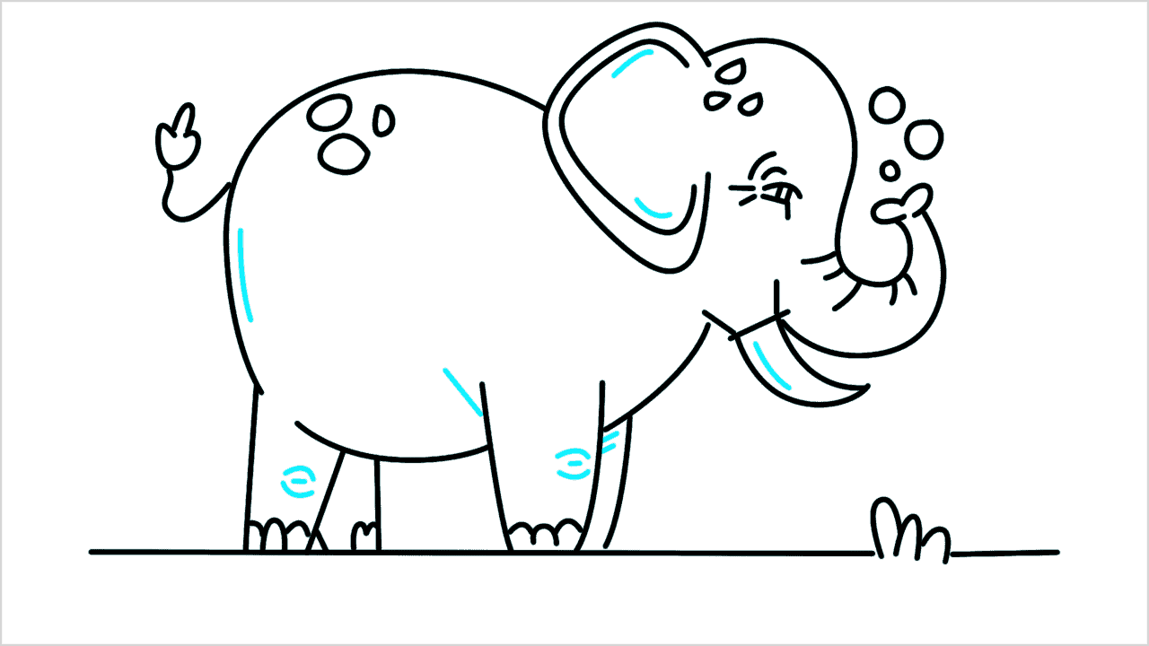 Cómo dibujar un elefante caminando paso a paso (15)
