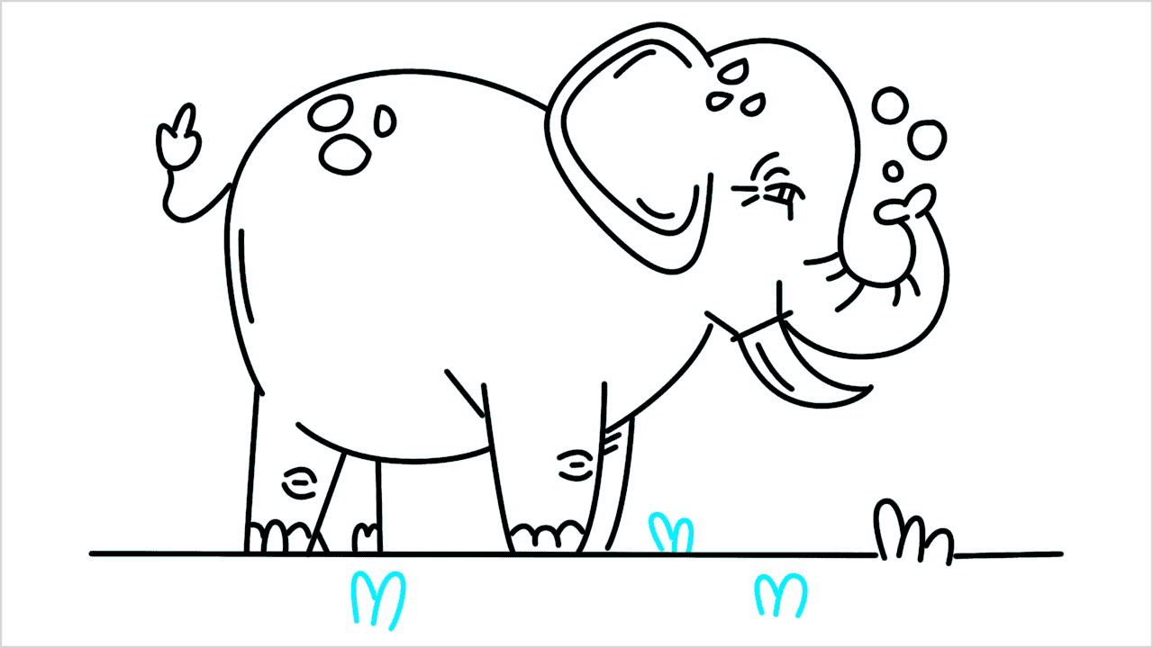 Cómo dibujar un elefante caminando paso a paso (16)