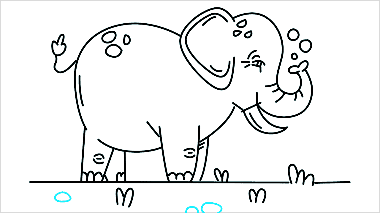 Cómo dibujar un elefante caminando paso a paso (17)