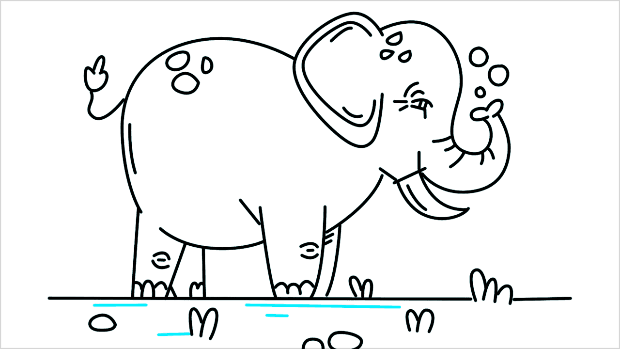 Cómo dibujar un elefante caminando paso a paso (18)