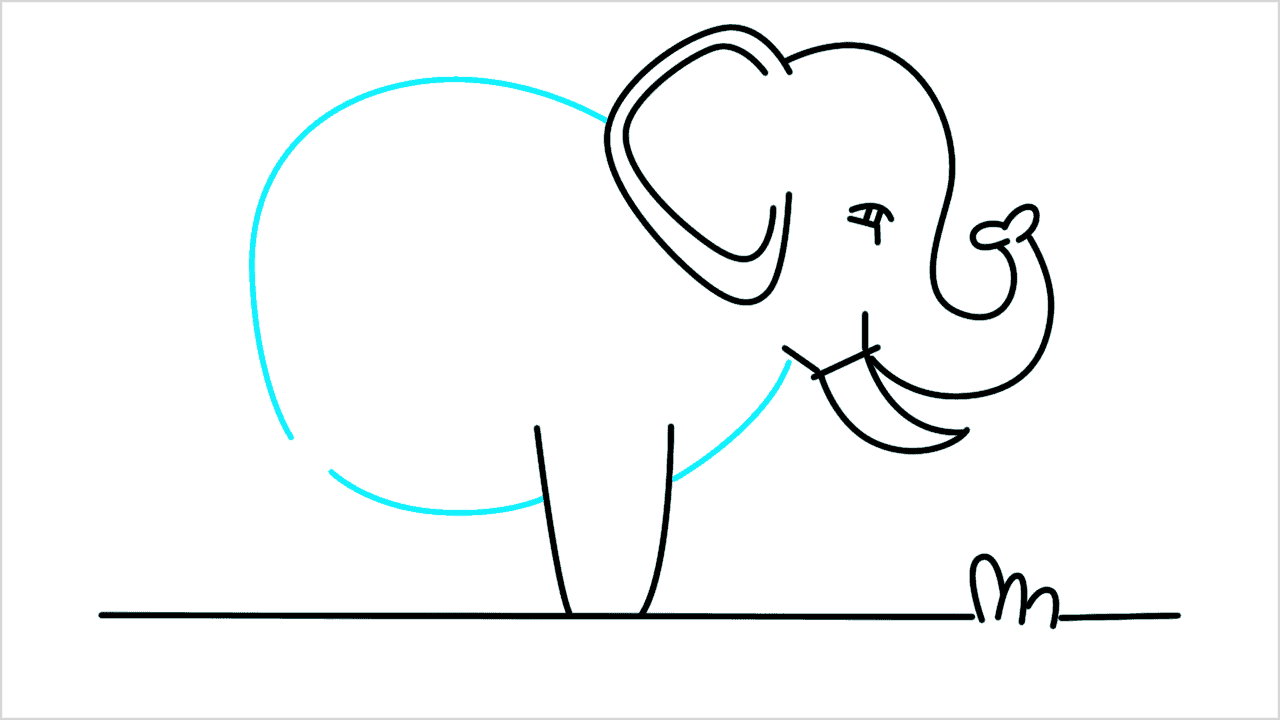 Cómo dibujar un elefante caminando paso a paso (9)