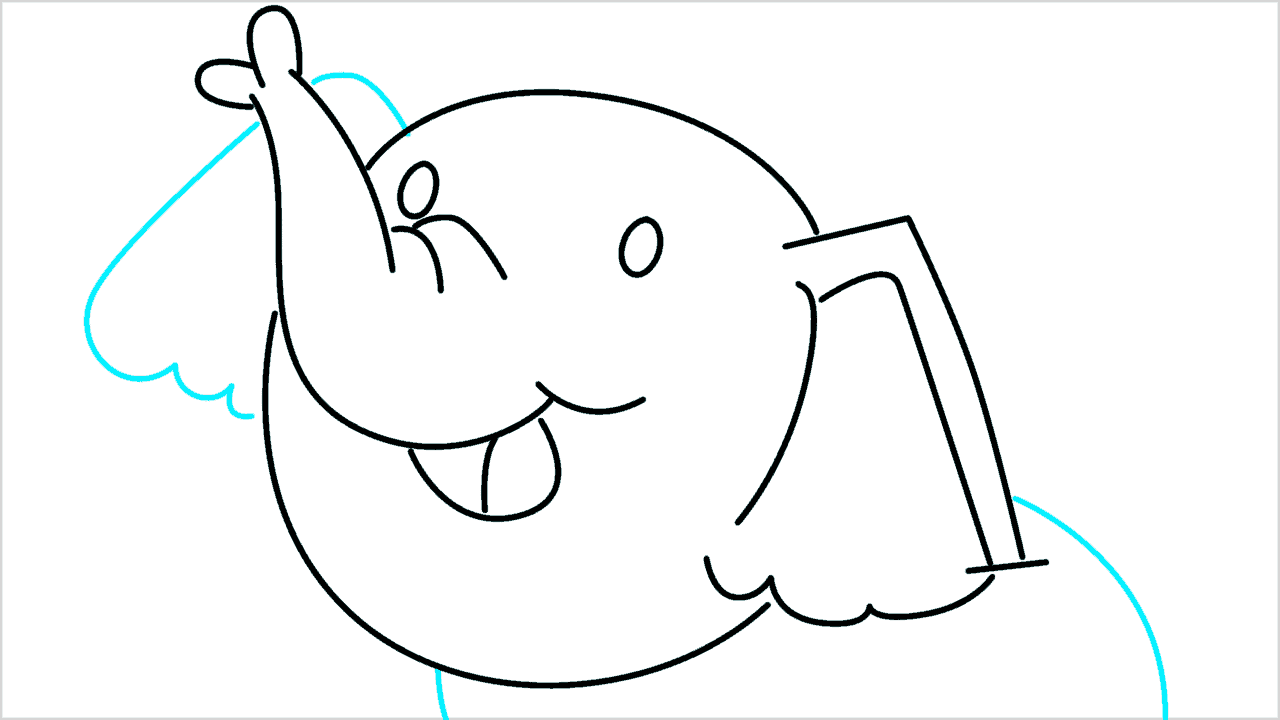 Cómo dibujar un elefante lindo paso a paso (9)
