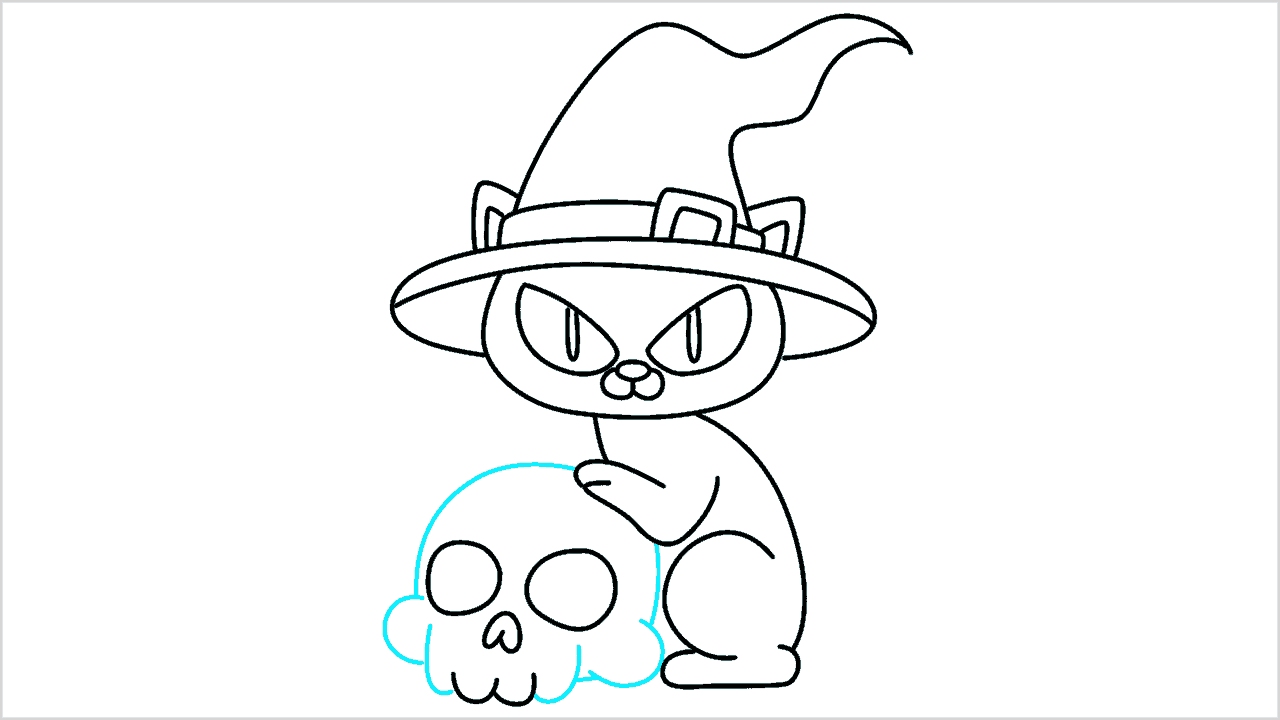 Cómo dibujar un gato negro de Halloween paso a paso (12)