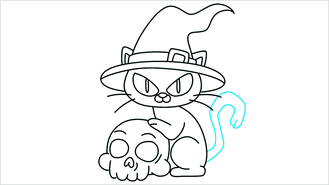 Cómo dibujar un gato negro de Halloween paso a paso (14)
