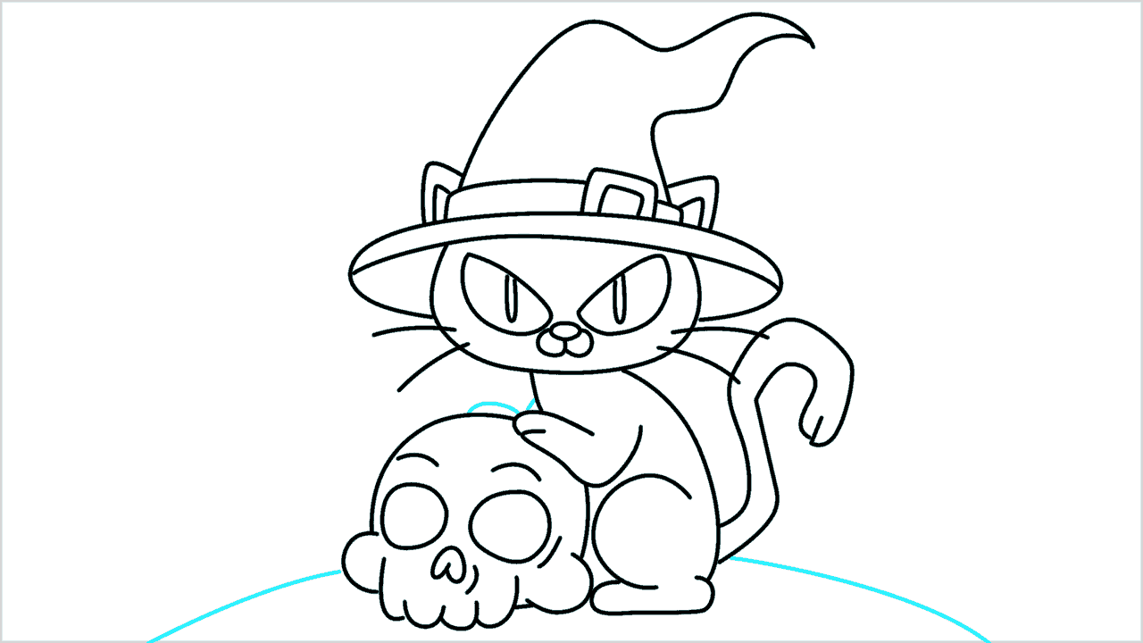 Cómo dibujar un gato negro de Halloween paso a paso (15)