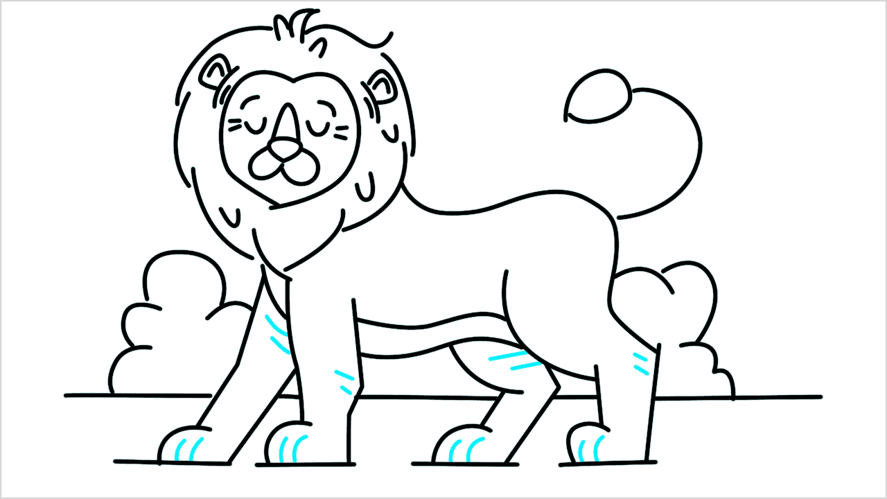 Cómo dibujar un león caminando paso a paso (15)