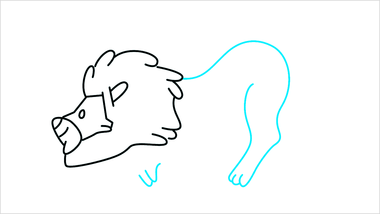 Cómo dibujar un león perezoso acostado paso a paso (7)