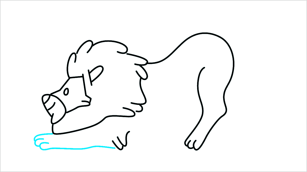 Cómo dibujar un león perezoso acostado paso a paso (8)