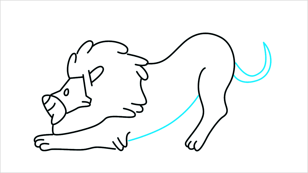 Cómo dibujar un león perezoso acostado paso a paso (9)