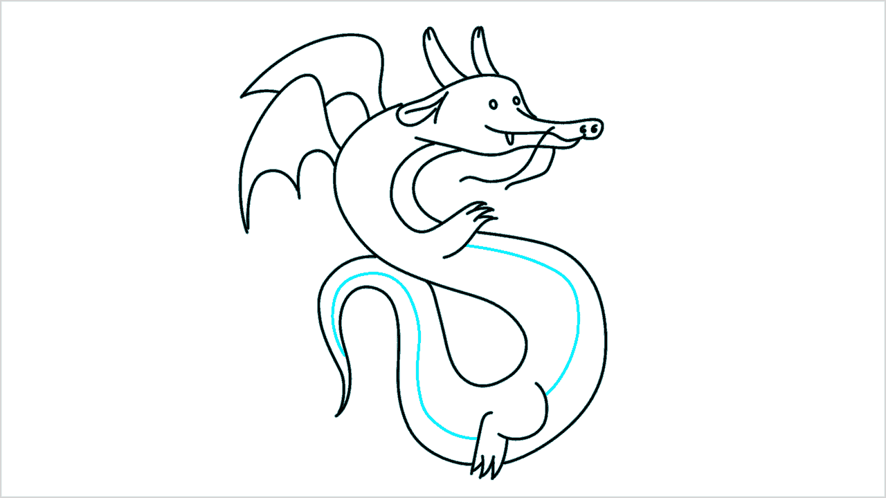 Cómo dibujar un lindo dragón chino paso a paso (10)