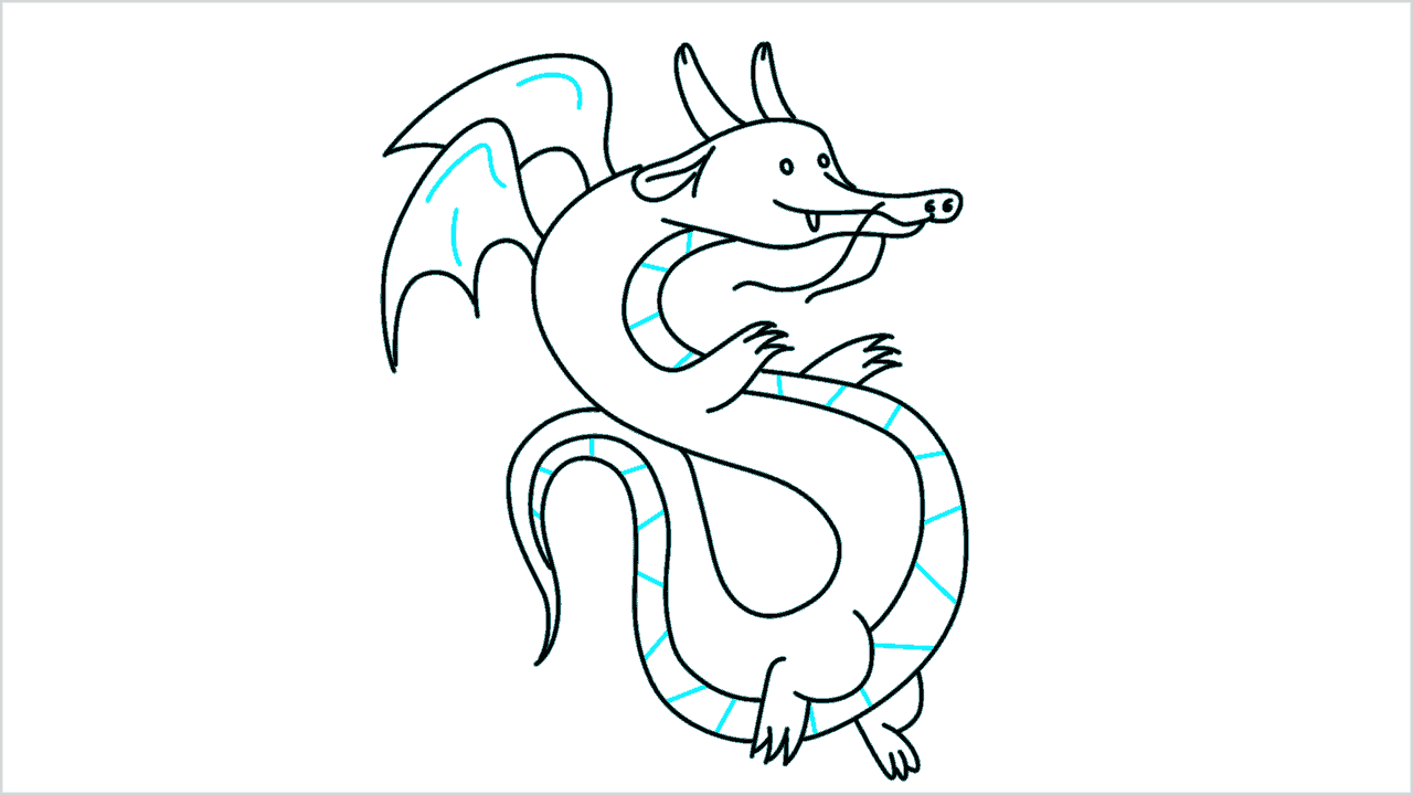Cómo dibujar un lindo dragón chino paso a paso (12)
