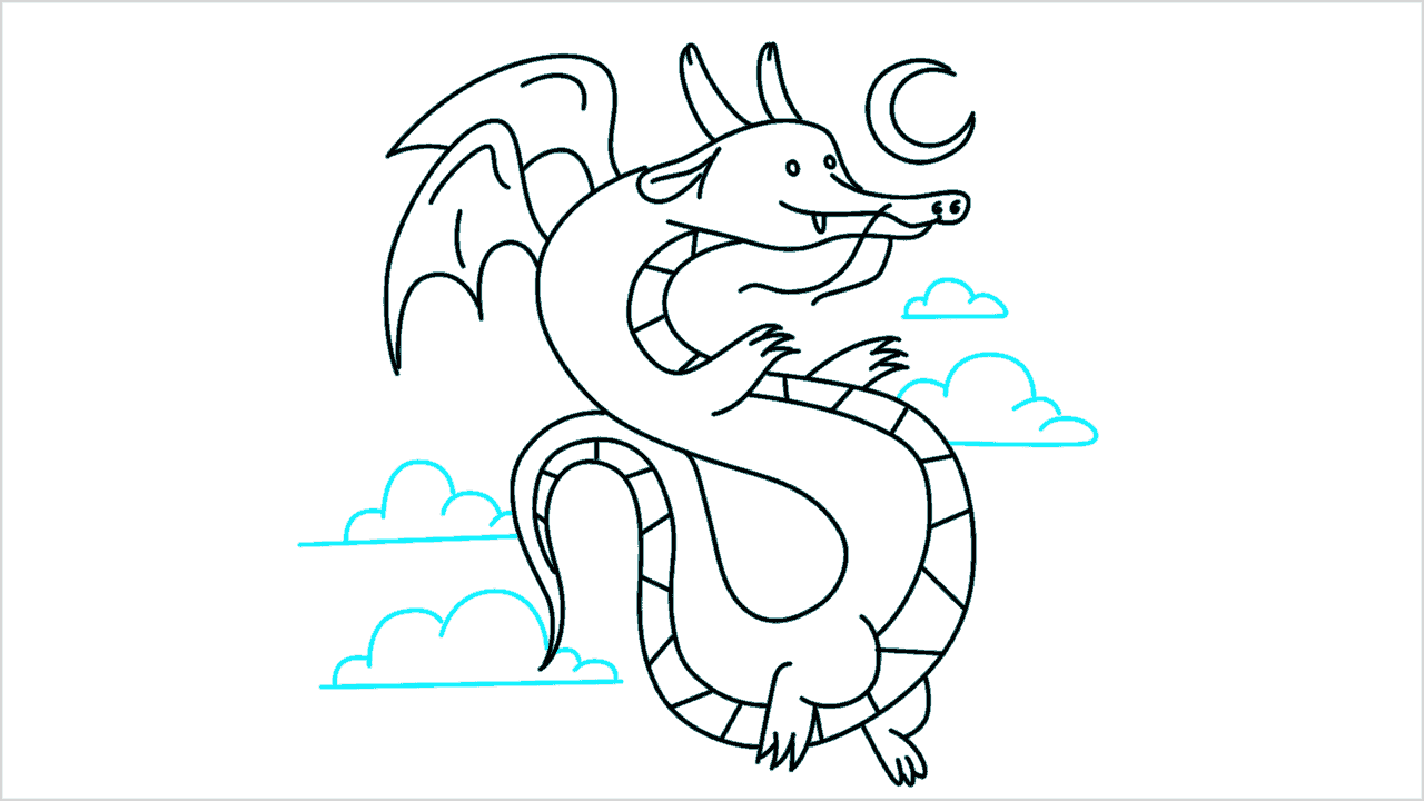 Cómo dibujar un lindo dragón chino paso a paso (14)