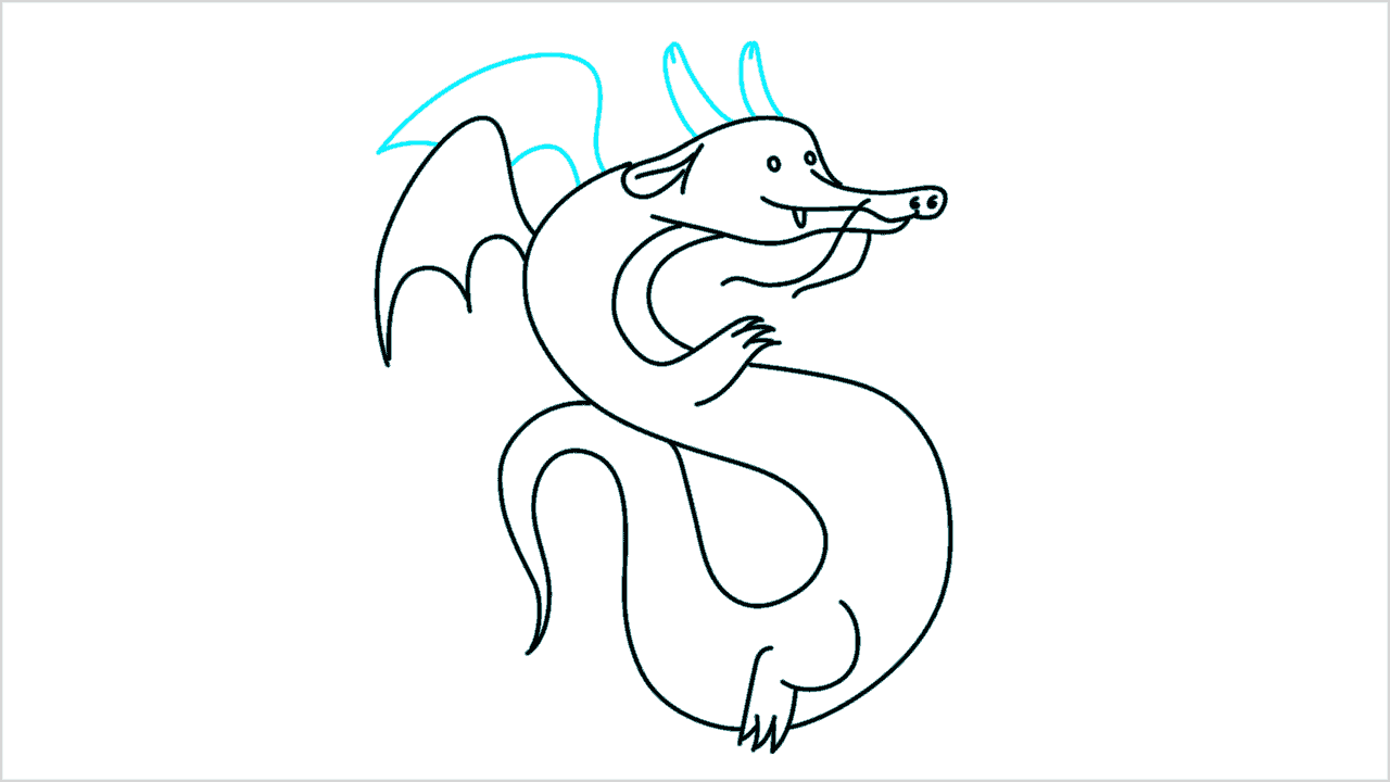 Cómo dibujar un lindo dragón chino paso a paso (9)