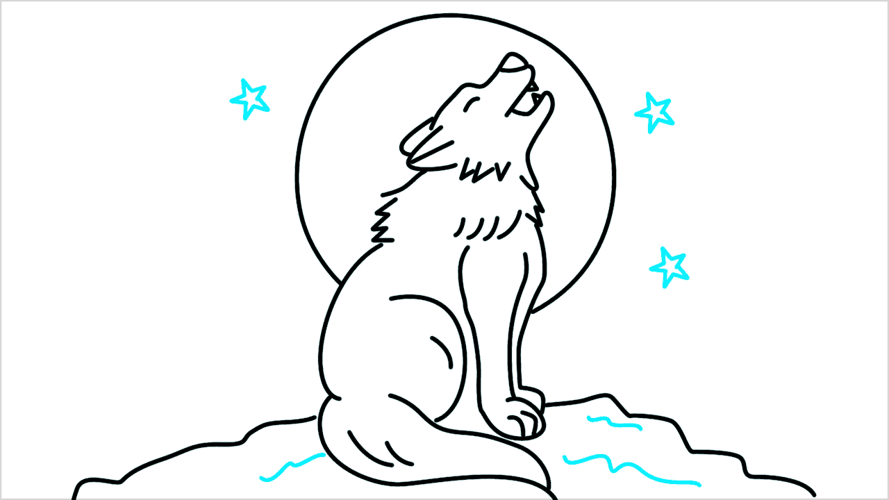 Cómo dibujar un lobo aullando paso a paso (12)