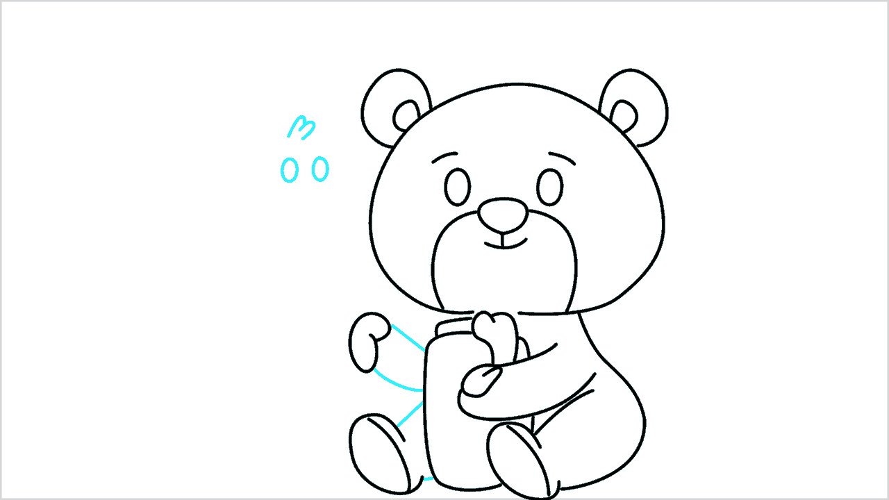 Cómo dibujar un oso comiendo miel paso a paso (10)