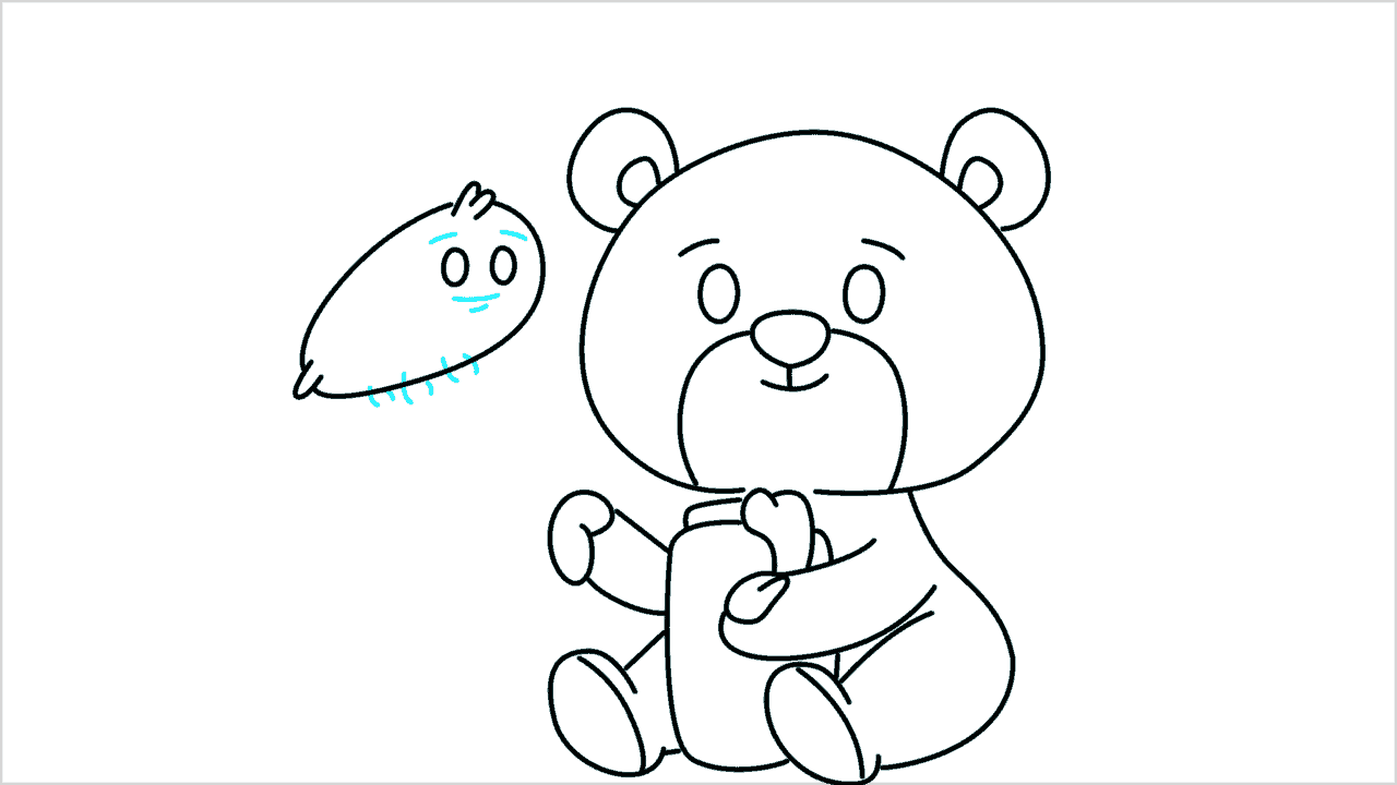 Cómo dibujar un oso comiendo miel paso a paso (12)