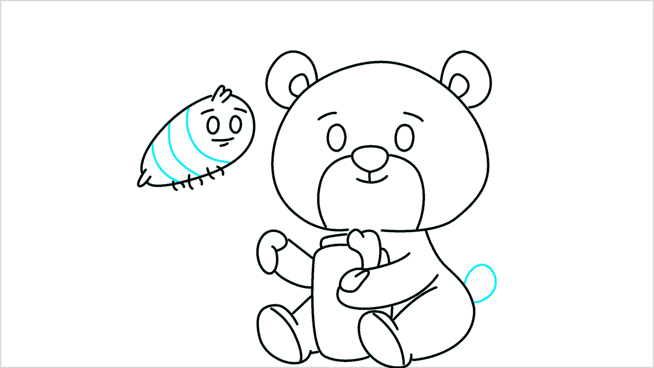 Cómo dibujar un oso comiendo miel paso a paso (13)