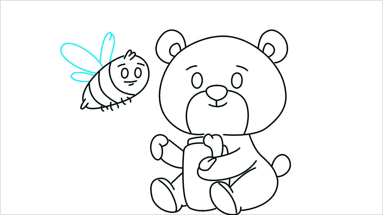 Cómo dibujar un oso comiendo miel paso a paso (14)