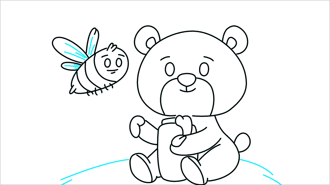 Cómo dibujar un oso comiendo miel paso a paso (15)