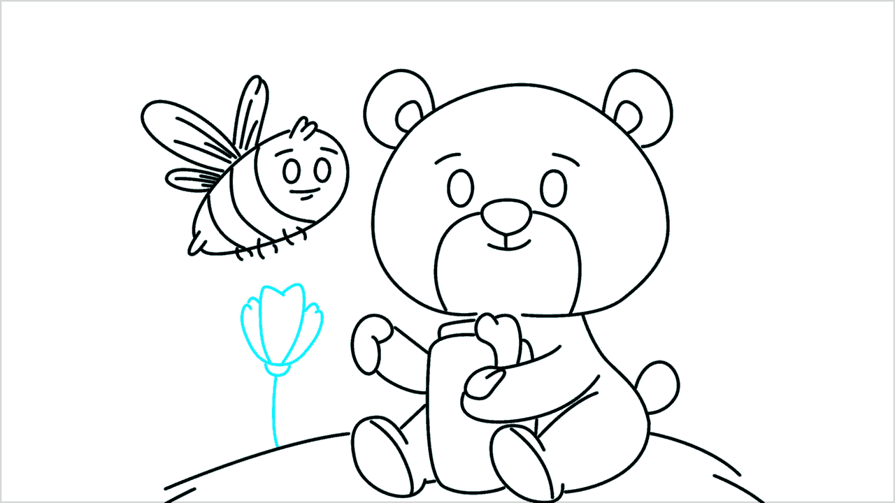 Cómo dibujar un oso comiendo miel paso a paso (16)