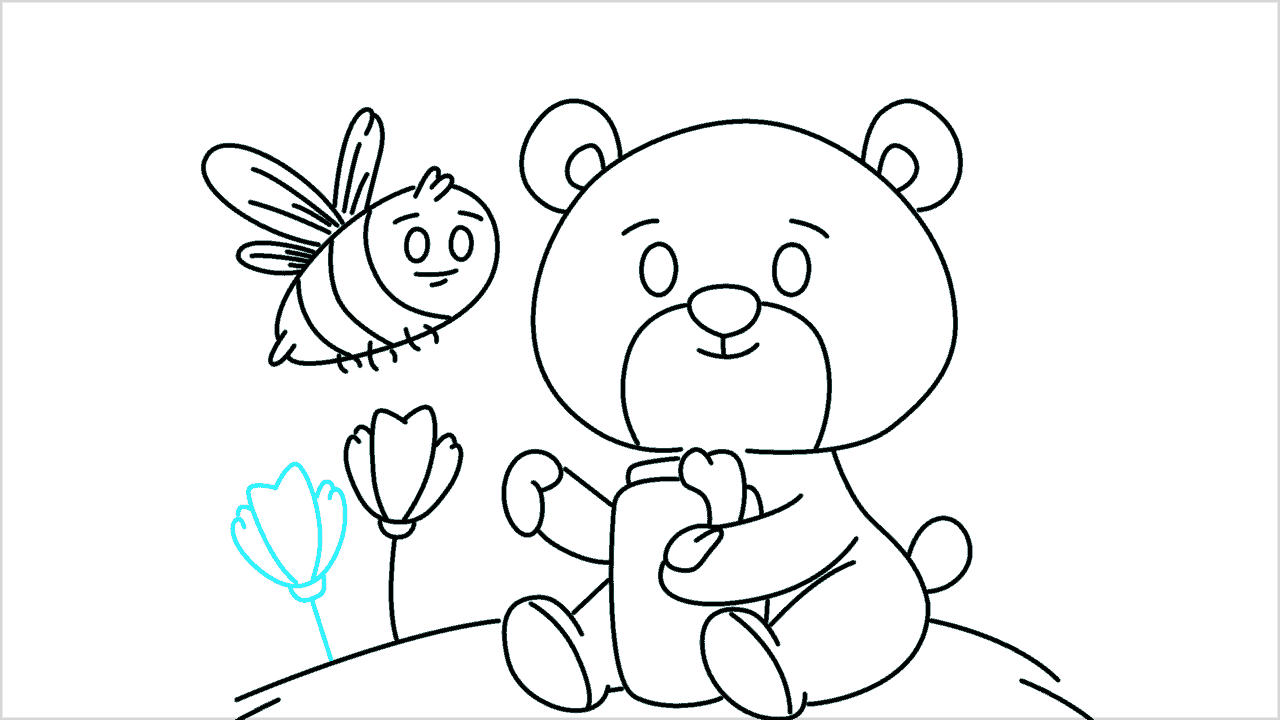 Cómo dibujar un oso comiendo miel paso a paso (17)